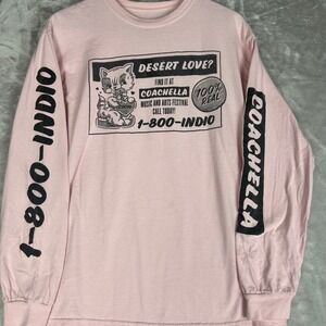 Coachella Desert Love Pink Long Sleeve T-Shirt Graphic Cat Indie SIZE‎ MEDIUMTee